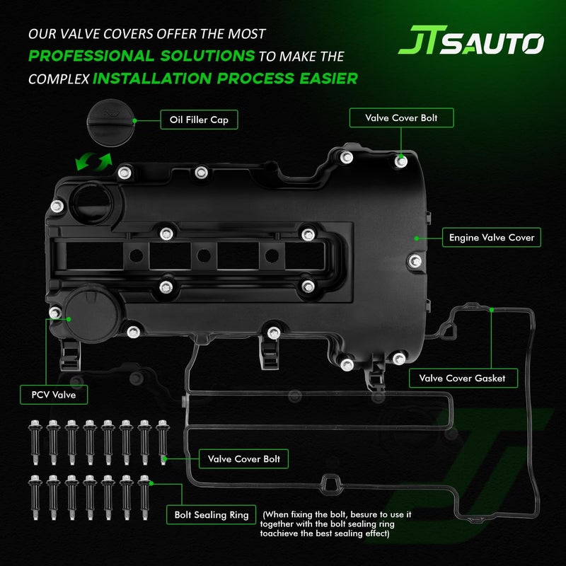 JTSAUTO 264-968 Engine Valve Cover Kit with Gaskets,Bolts & Oil Filler Cap for 2011-2020 Chevy Cruze/Sonic/Trax/Volt, ELR, Encore 1.4L Turbo, Replaces # 55573746, 25198498, 25198874 - Image 3